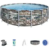 Bestway Zwembad power steel set rond steen 549