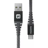 Swissten USB-kabel naar USB type C 60W, aramidevezel 1,5m, Zwart