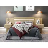 Vente-unique Hoofdeinde PARATI met nachtkastjes - Uitbreidbaar 140/160cm - Eiken