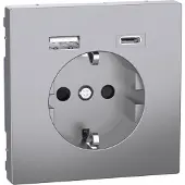 Merten MEG2367-6036 Wandcontactdoos met randaarde Inzetstuk RVS 1 stuk(s)