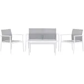 Ebuy24 Break lounge set 1 bank, 2 stoelen, 1 salontafel wit.