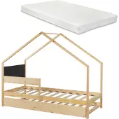 En.casa Kinderbed Sodankylä met onderschuifbed en matrassen 90x200 cm []