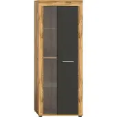 Xonox Home Vitrinekast Jam - 60x35x159cm - 1 Deur - Wotan Eik/antraciet