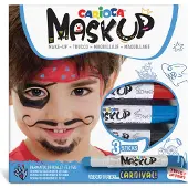 HOBBY2YOU MASK UP "Carnival" Schminkstiften - 3 kleuren (Rood/Blauw/Zwart) - Kindergrime - Uitwasbaar