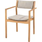 4Seasons Levi dining tuinstoel stapelbaar teak naturel met 2 kussens