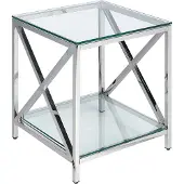 Beliani AUDET - Bijzettafel - Zilver - Veiligheidsglas