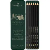 Faber-Castell grafietpotloden set - Pitt Mat - blik 6 stuks - matzwart - FC-115207