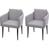 Mendler Set van 2 eetkamerstoelen -H93, keukenstoel fauteuil stoel ~ stof/textiel lichtgrijs