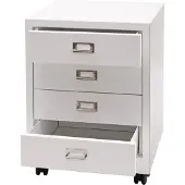 MCW Rolcontainer -L49, ladekast Stalen kast Archiefkast, metaal 55x40x41cm 4 laden ~ wit