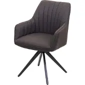 Mendler Eetkamerstoel -H73, keukenstoel fauteuil, retro staal stof/textiel ~ grijsbruin