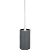 Spirella Luxe Toiletborstel in houder Sienna - donkergrijs glans - porselein - 42 x 10 cm - met binnenbak - Toiletborste