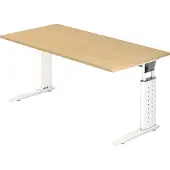 Hjh OFFICE PRO UNDA 16 W - 160 x 80 Tafelhoogte I In hoogte verstelbaar Esdoorn/Wit