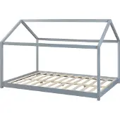 En.casa Kinderbed Cerro huisbed met bedbodem 120x200 cm grijs