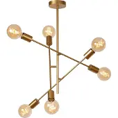 Lucide LESTER - Plafonnière - 6xE27 - Mat Goud / Messing