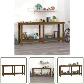 The Living Store Grenenhout - Werkbank - Werkbank 180x50x80 cm massief grenenhout honingbruin - Hout - Bruine Tafel - Werkplek