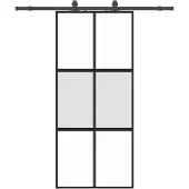 vidaXL Schuifdeur met beslag, zwart, 90x205 cm, veiligheidsglas