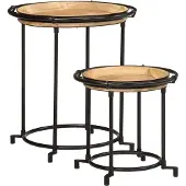vidaXL 2-delige bijzettafelset massief hout mango
