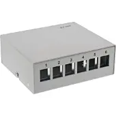 InLine uitvoerdoos | voor 6 Keystone modules | bureau-/DIN-rail-montage | grijs