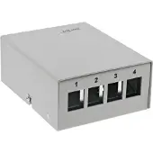 InLine uitvoerdoos | voor 4 Keystone modules | bureau-/DIN-rail-montage | grijs