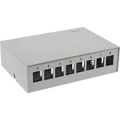 InLine uitvoerdoos | voor 8 Keystone modules | bureau-/DIN-rail-montage | grijs