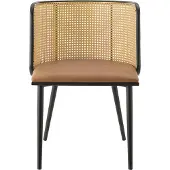 En.casa Eetkamerstoelen 'Flen', set van 2, bekleed, metalen poten, bruin/zwart