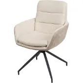 MCW Eetkamerstoel -K32, keukenstoel fauteuil stoel, draaibare auto positie, stof MVG ~ crème-beige