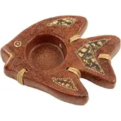 Centr Waxinelichthouder terracotta maanvis