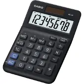 Casio MS-8F bureaucalculator, 8-cijferig, LC-display, belastingberekening, winstberekening, batterij/solobedrijf, B 101 x H 148,5 mm, zwart