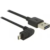 DeLOCK Easy-Micro USB haaks (boven/beneden) naar Easy-USB-A kabel - USB2.0 - tot 2A / zwart - 2 meter