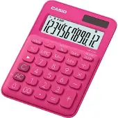 Casio tafelrekenmachine MS-20UC, 12-cijferig LC-display, werkt op zonne-energie/batterijen, roze