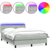 vidaXL Boxspring met matras en LED fluweel lichtgrijs 160x220 cm