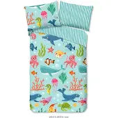 Muller Textil Kinder Dekbedovertrek Katoen Renforcé Ocean - aqua 140x200/220cm
