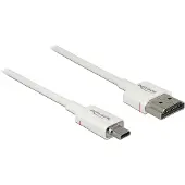 DeLOCK Dunne Micro HDMI - HDMI kabel - versie 2.0 (4K 60Hz) / wit - 0,25 meter