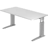 Hjh OFFICE PRO UNDA 16 S - 160 x 80 Tafelhoogte I In hoogte verstelbaar Wit/Zilver