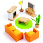 Hape Living Room With Fireplace Beige,Oranje Kinderen