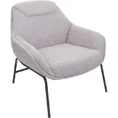 MCW Lounge fauteuil -J77, cocktail fauteuil, bouclé stof metaal ~ lichtgrijs