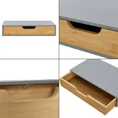 En.casa Wandplank met lade Bokn bamboe 40x24x8 cm grijs []