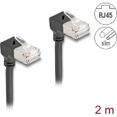 DeLOCK - Netwerkkabel - RJ-45 (S) naar beneden gebogen naar RJ-45 (S) naar beneden gebogen - 2 meter - 4,5 mm - S/FTP - CAT 6a - halogenvrij, gevormd - Zwart