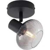 QAZQA Moderne plafondspot zwart met smoke glas rond - Teddy