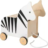 Small Foot - houten speelgoedbox en trekfiguur zebra wildlife