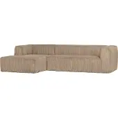 Woood Bean Hoekbank met Chaise Longue Links - Rib - Travertin
