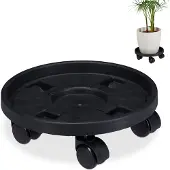 Relaxdays plantenroller op wieltjes - set van 2 - Ø 30 cm - kunststof - binnen - buiten