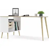 Ebuy24 Napoli hoekbureau wit/eiken.
