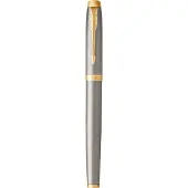 Parker IM vulpen | geborsteld metaal | medium punt met blauw inktpatroon | geschenkverpakking