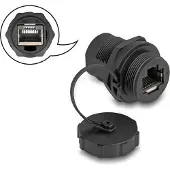 DeLOCK RJ45 Cat.6A Coupler with sealing cap IP67 dust and waterproof