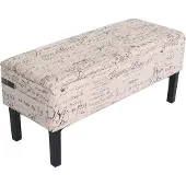 MCW Bank opbergkist Renens stof/textiel 95x36x44 cm MVG-gecertificeerd ~ belettering crème