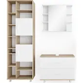 Vicco Badkamermeubel set Ilias, Wit/Sonoma, 3-delig