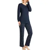 Hajo dames pyjama blauw met print | Maat 52/54