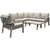 AVH-Collectie Lola hoek loungeset 5-delig aluminium zand latte