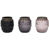 House of Nature Theelichthouder Dolni Ø12xh13cm Zwart-grijs zwart-grijs Glas